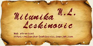 Milunika Leškinović vizit kartica